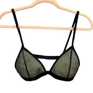 Triangl Mesh Bikini Top Size Large black lime green EUC I0938